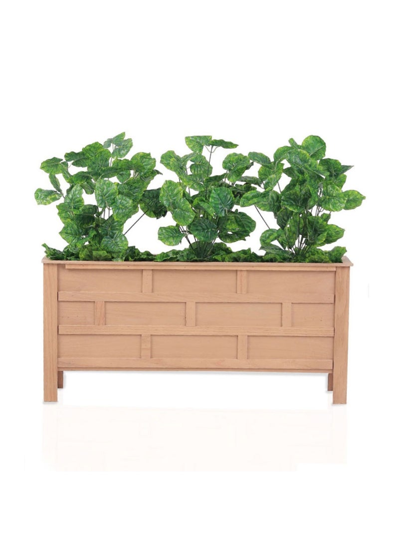 تالا حوض نباتات خشبي مستطيل مزروع بنباتات خضراء صناعية، تصميم أنيق للديكور الداخلي والخارجي – 80×60 سم - Image 3