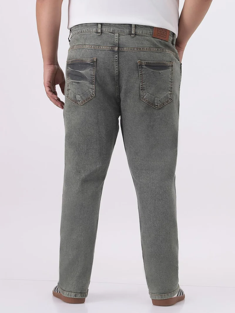Urbano Fashion  Urbano Plus Men's Light Grey Straight Fit Heavy Washed Jeans Stretchable  | Best Price UAE