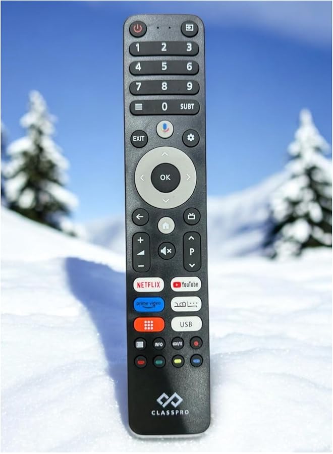 إيروريكس جهاز تحكم عن بعد بديل متوافق مع أجهزة تلفزيون Classpro الذكية يتميز بأزرار وصول سريعة لـ Netflix وYoutube وPrime Video - Image 1