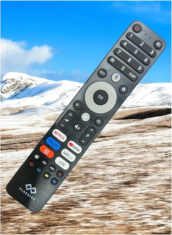 إيروريكس جهاز تحكم عن بعد بديل متوافق مع أجهزة تلفزيون Classpro الذكية يتميز بأزرار وصول سريعة لـ Netflix وYoutube وPrime Video - Image 2