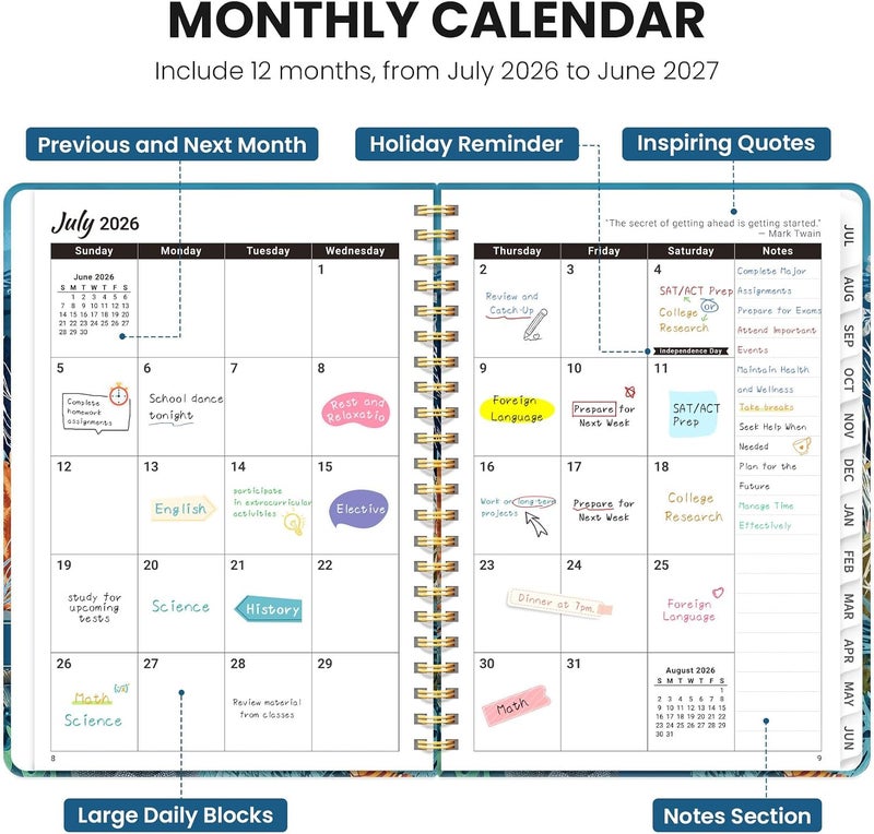 ZOTIA Planner 2026-2027, Monthly and Weekly Academic Planner July 2026 - June 2027, Hardcover Student Teacher Planning Agenda Calendar Book with Tabs, Perfect for Office School Supplies, A4 (8.5" x 11 - Image 2