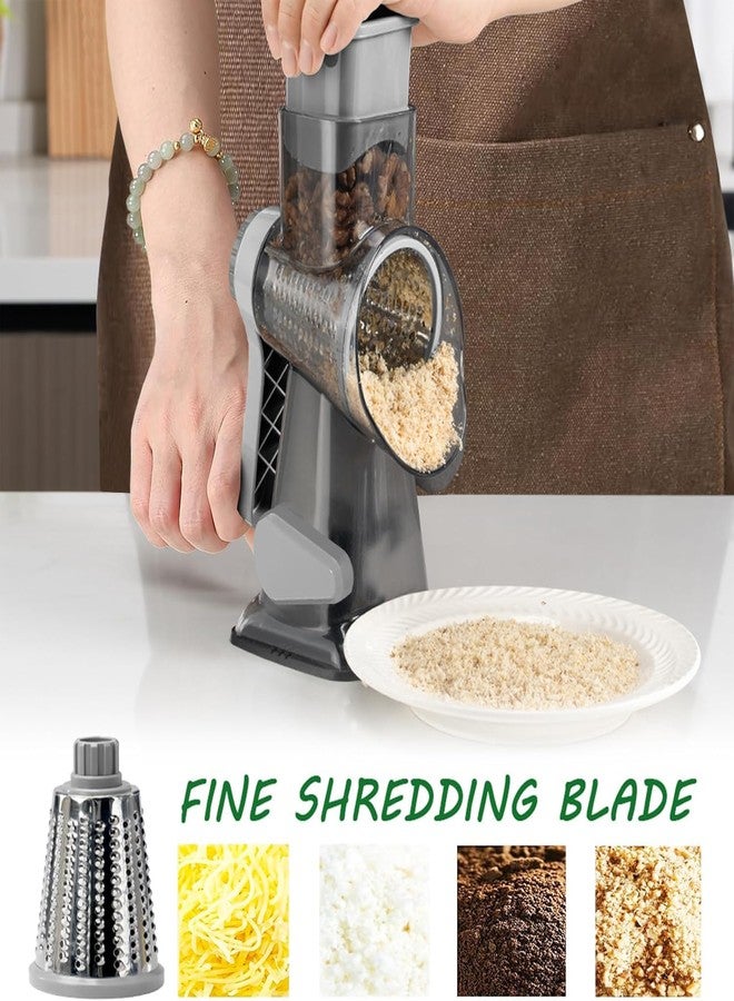 Dachenus Rotary Cheese Grater with Suction Base,Multifunctional Kitchen Tool for Shredding,Grating,Slicing-Cheese Shredder Includes Cleaning Brush & Non-Slip Handle-Ideal Kitchen Gift for Home Cooks(white) - Image 4