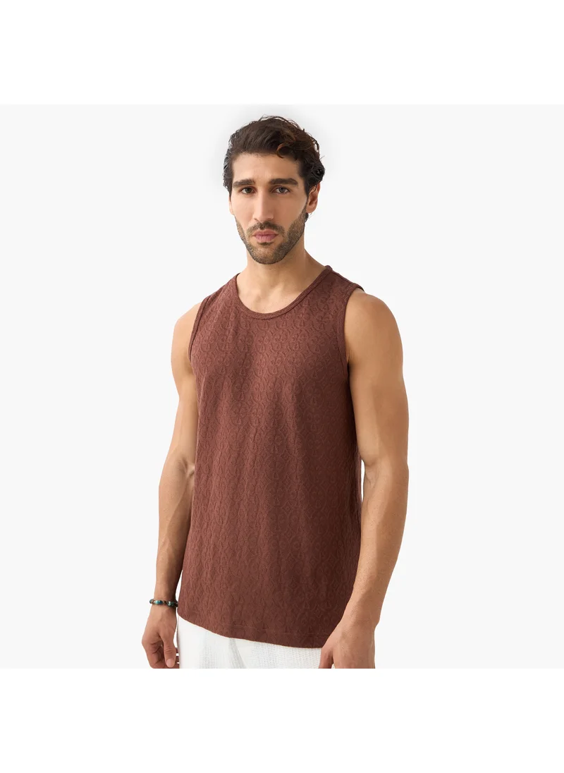 ايكونيك Iconic Textured Sleeveless T-shirt