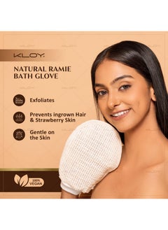 KLOY KLOY Natural Ramie Bath Glove Scrubber Exfoliator for High Lather Cleansing (Pack of 1)  - Image 2
