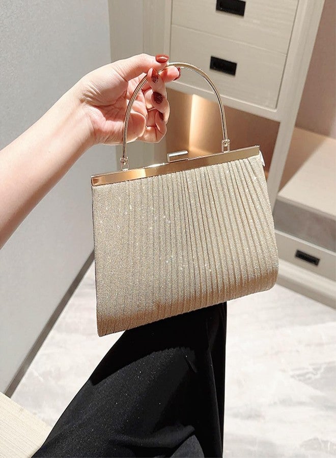 Pahajim Sparkly Clutch Purses for Women Dressy Evening Handbags Elegant Glitter Crossbody Bag Bling Sequin Clutch with Handle for Formal Wedding Party Cocktail Prom Gala (Champagne Gold) - Image 2