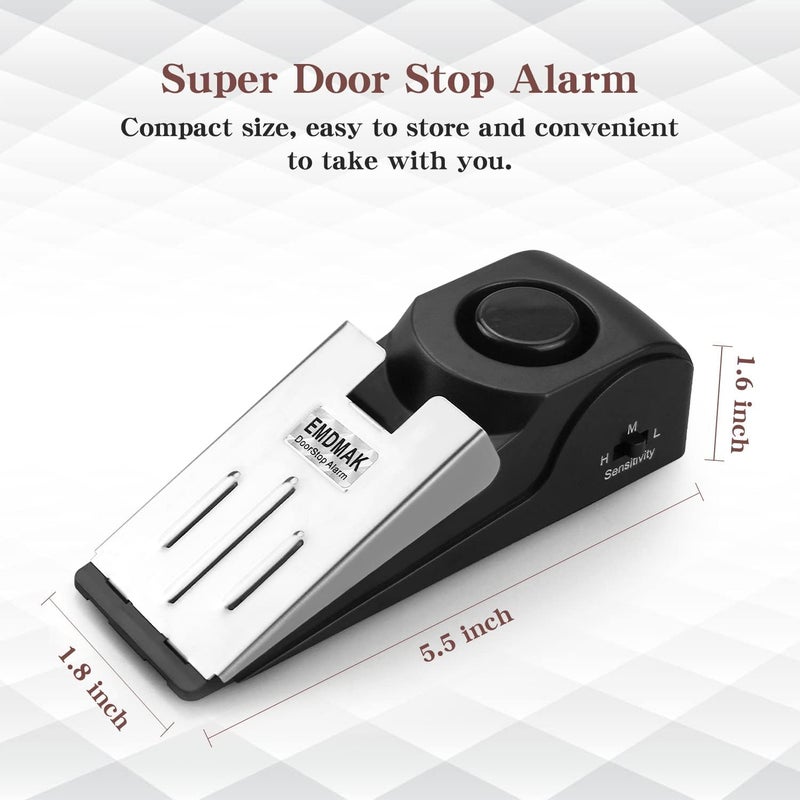 EMDMAK Door Stop Alarm with 120DB Siren Door Stop for Home & Travel (Black) (Pack of 1) - Image 3