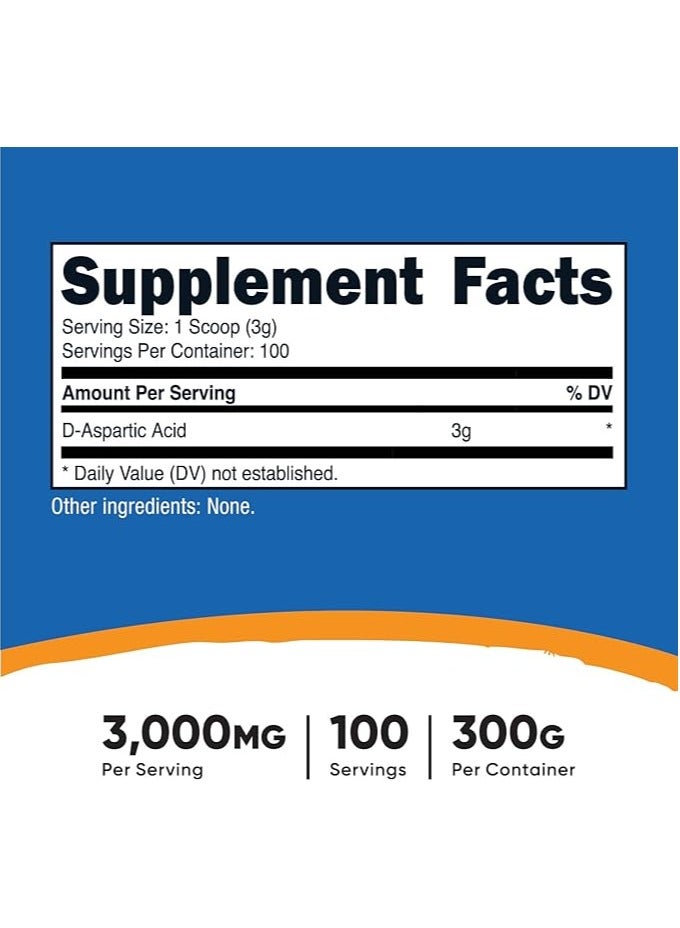 مسحوق حمض الأسبارتيك D (DAA) من nutricost 300 جرام - حمض الأسبارتيك D النقي - Image 2