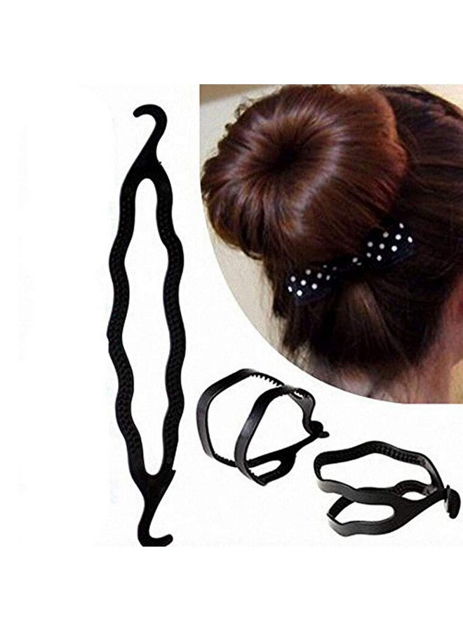 VinshBond Hair Accessories Combo of Hair Making Styling French Twist Bun & 2Pcs Small Or Medium Size Styling Clip Bun Maker, Black - Image 2