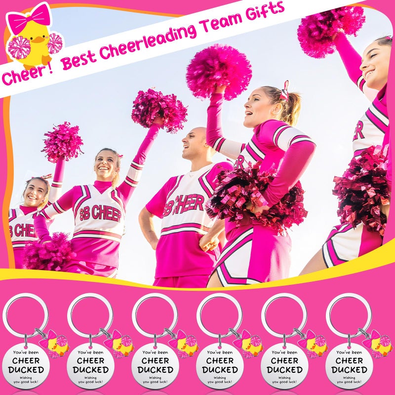 Nosiny 20 Pcs Cheer Gifts Bulk Duck Cheerleader Keychain Team Gift You've Been Cheer Duck Keychain for Team Cheerleader(Pink) - Image 5