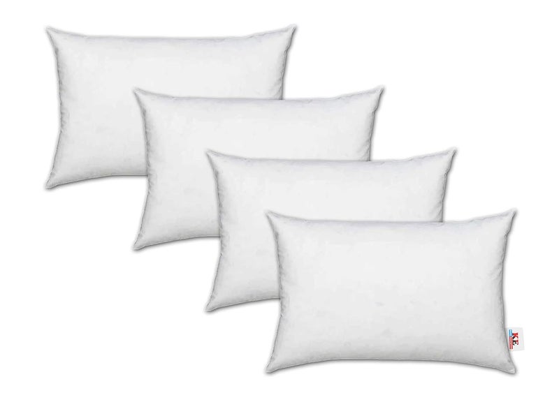 Kesar Enterprises Rotto Vaccum Packed Microfiber Rectangular Cushion Pillow Inserts or Fillers for Sofa Bed Pack of 4 14 X 20 White Ke_Rotto_Plw41420Flr0001