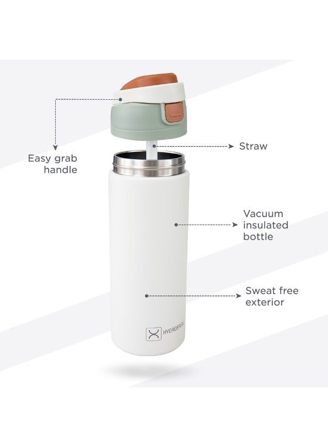 HydroBrew SipSwitch™ Insulated Water Bottle 720ml – Leakproof, Stainless Steel, Straw & Spout Lid -Ivory Grove - Image 3
