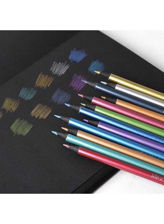 Starsouce Metallic Colored Pencils Nontoxic Black Wood Drawing Pencils Presharpened 12 Assorted Colors Wooden Sketching Pencil Set Premium Art Pencils For Kids Children Adults Artists Coloring Book Art Craft  - Image 1