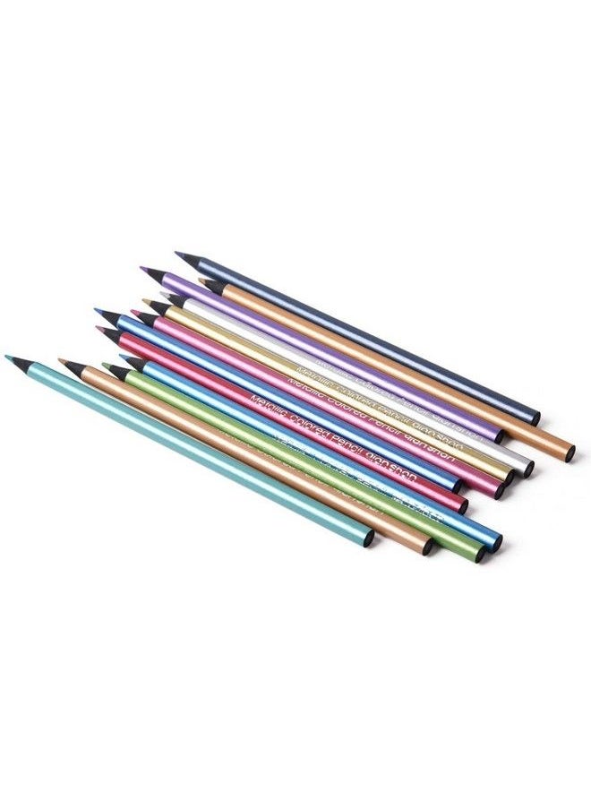 Starsouce Metallic Colored Pencils Nontoxic Black Wood Drawing Pencils Presharpened 12 Assorted Colors Wooden Sketching Pencil Set Premium Art Pencils For Kids Children Adults Artists Coloring Book Art Craft  - Image 5