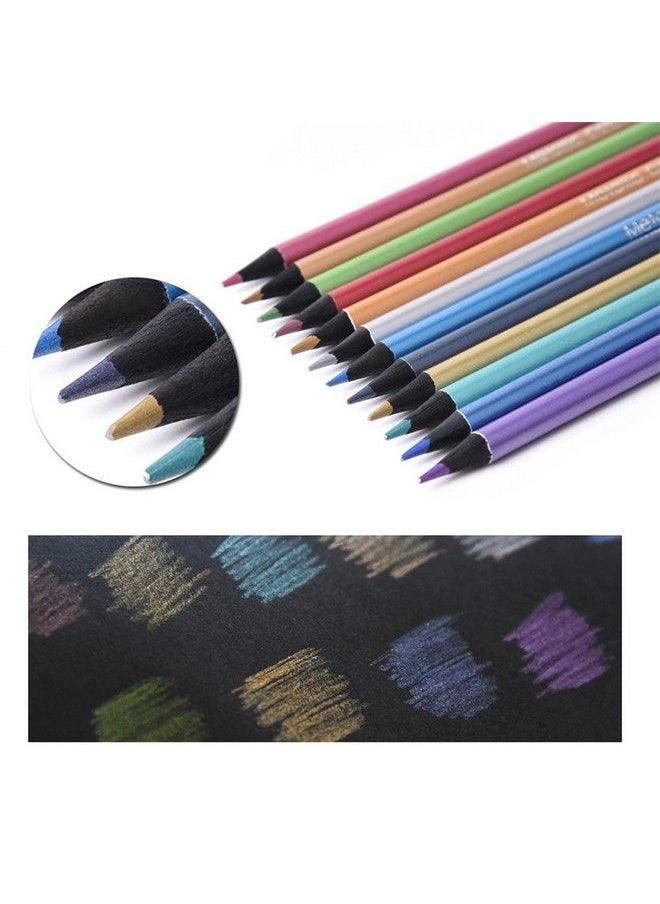 Starsouce Metallic Colored Pencils Nontoxic Black Wood Drawing Pencils Presharpened 12 Assorted Colors Wooden Sketching Pencil Set Premium Art Pencils For Kids Children Adults Artists Coloring Book Art Craft  - Image 3