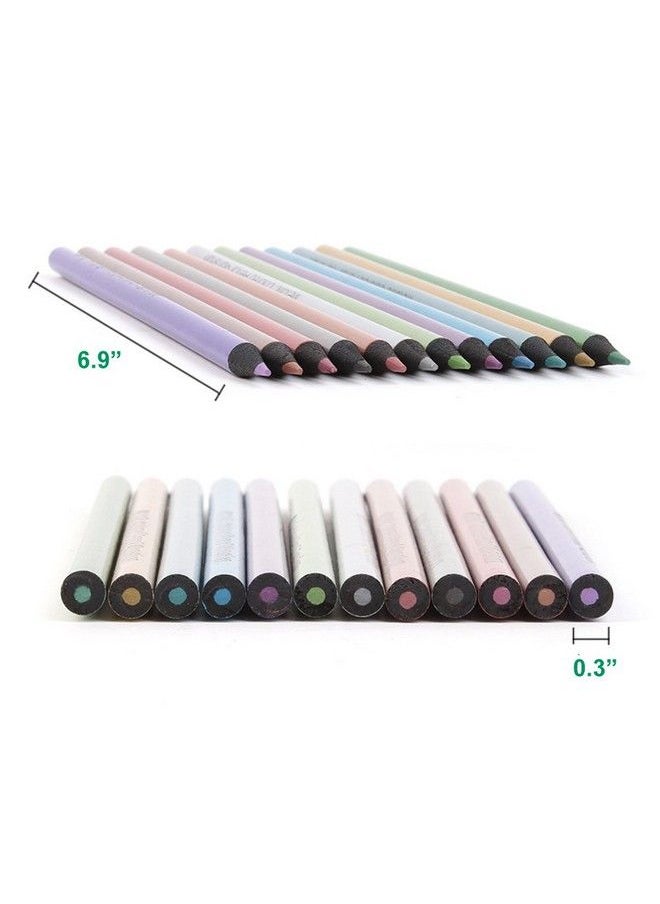 Starsouce Metallic Colored Pencils Nontoxic Black Wood Drawing Pencils Presharpened 12 Assorted Colors Wooden Sketching Pencil Set Premium Art Pencils For Kids Children Adults Artists Coloring Book Art Craft  - Image 4