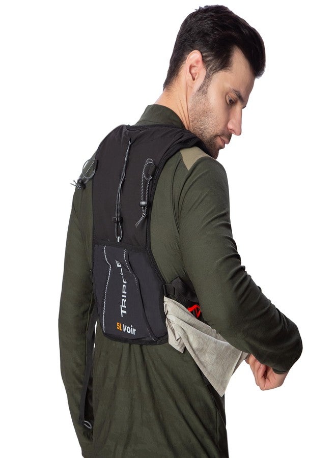 Tripole Voir Hydration Bag and Backpack for Trail Running and Cycling | 5 litres | Without Bladder (Black) - Image 5
