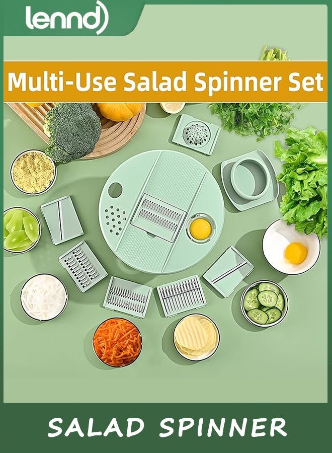 LENND Salad Spinner, Vegetable Chopper 4000 ml Lettuce Spinner with Dual Drainage, Efficient Salad Dryer for Quick Washing, Spinning & Draining Greens, Fruits, Veggies-with Shredding Blade - Image 5