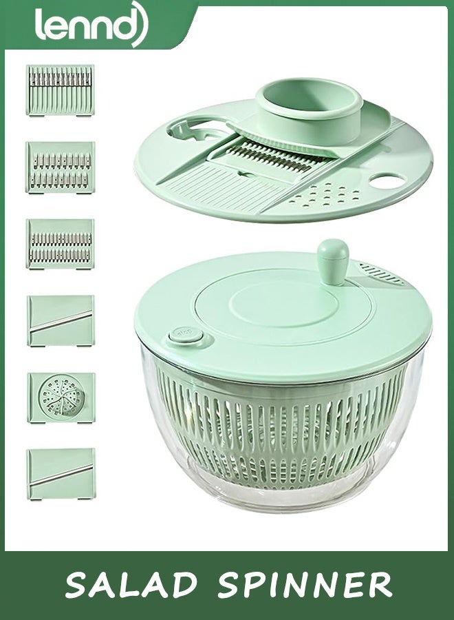 LENND Salad Spinner, Vegetable Chopper 4000 ml Lettuce Spinner with Dual Drainage, Efficient Salad Dryer for Quick Washing, Spinning & Draining Greens, Fruits, Veggies-with Shredding Blade - Image 2