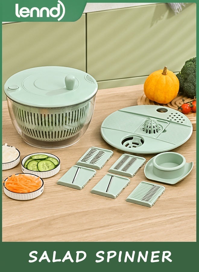LENND Salad Spinner, Vegetable Chopper 4000 ml Lettuce Spinner with Dual Drainage, Efficient Salad Dryer for Quick Washing, Spinning & Draining Greens, Fruits, Veggies-with Shredding Blade - Image 1