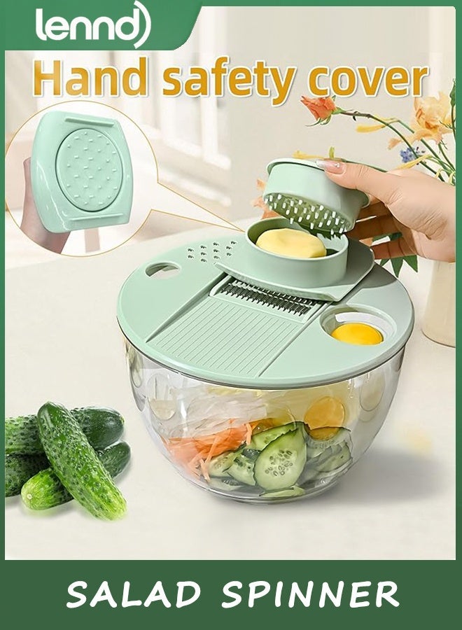 LENND Salad Spinner, Vegetable Chopper 4000 ml Lettuce Spinner with Dual Drainage, Efficient Salad Dryer for Quick Washing, Spinning & Draining Greens, Fruits, Veggies-with Shredding Blade - Image 3