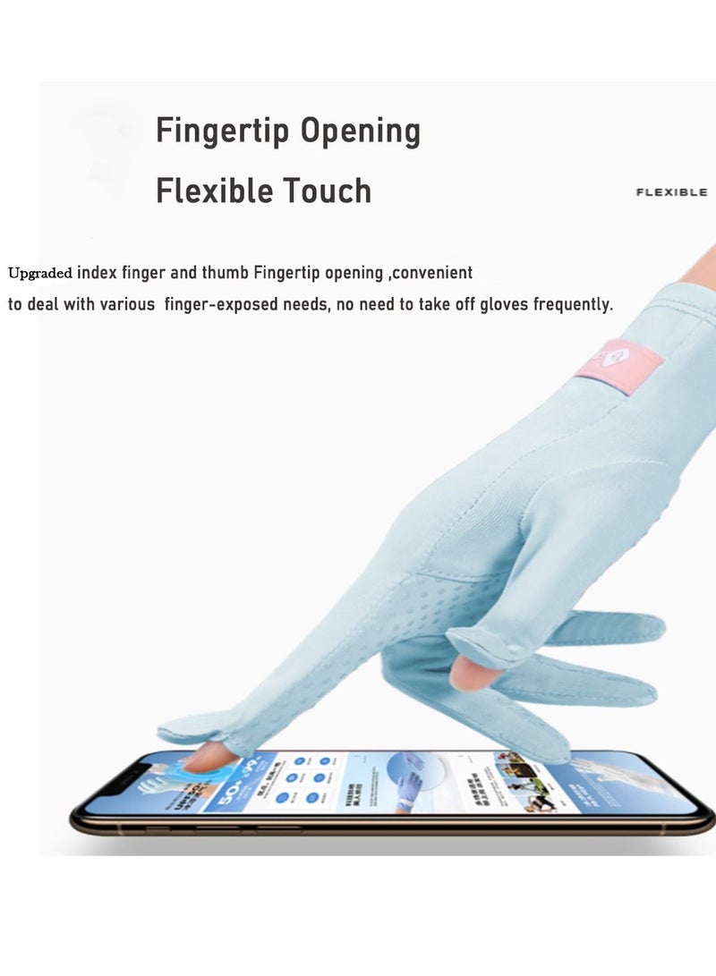 Golovejoy 1Pair Short Anti-slip Fashionable Sun Screen Gloves UPF50+UV Dust Sun Protection Summer Gloves for Driving Riding outdoor activites(Pink) - Image 2