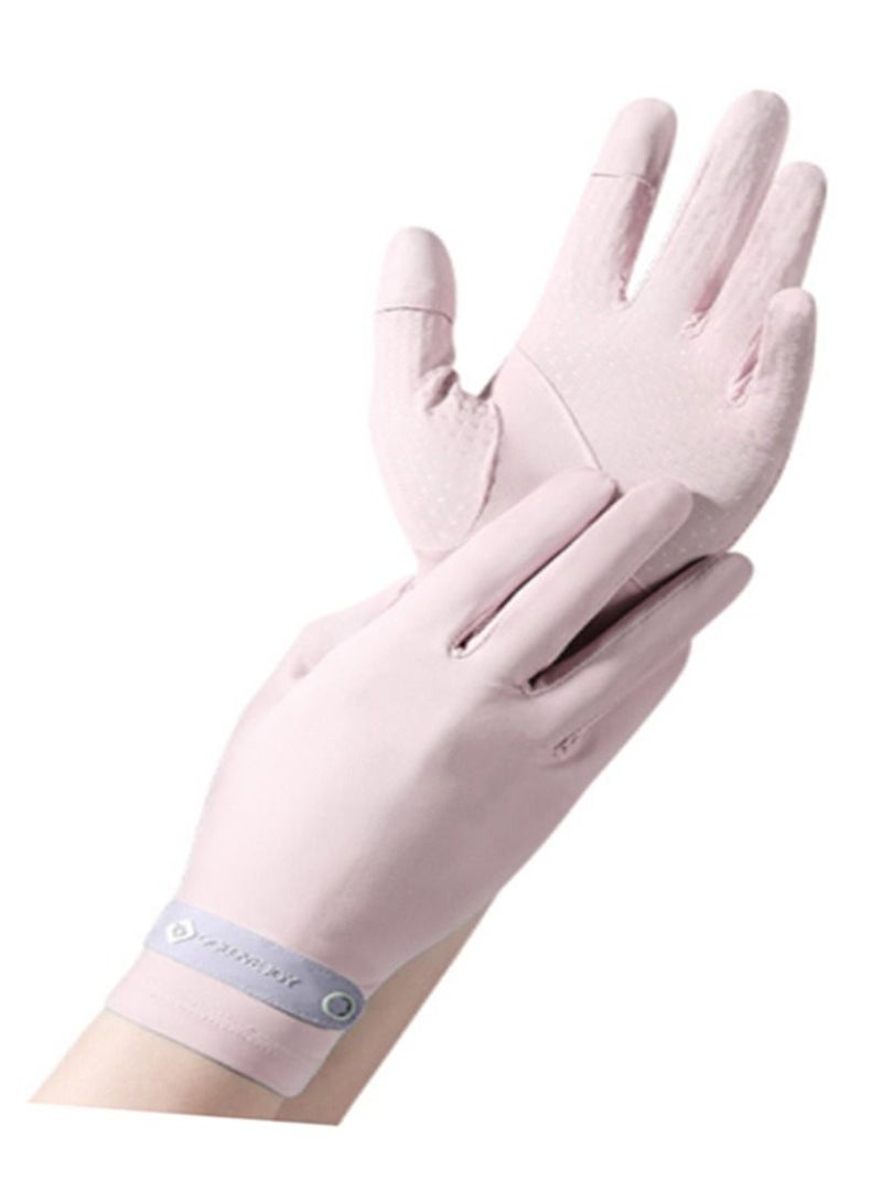 Golovejoy 1Pair Short Anti-slip Fashionable Sun Screen Gloves UPF50+UV Dust Sun Protection Summer Gloves for Driving Riding outdoor activites(Pink) - Image 1