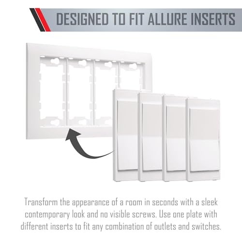 TayMac A4000W Allure Nonmetallic Wallplate Frame with 4-Gang, White - Image 2