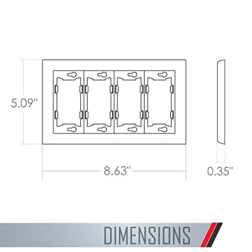 TayMac A4000W Allure Nonmetallic Wallplate Frame with 4-Gang, White - Image 3