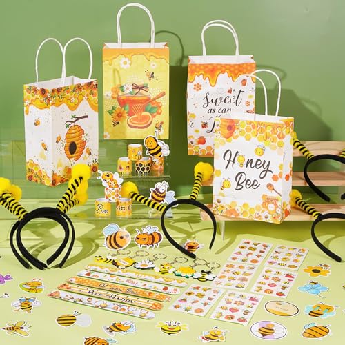 Vanblue 110 Pcs Bee Party Favors Themed Birthday Decorations Honey Bee Party Supplies Gift Bags for Classroom Decorations Class Reward Gift Prizes Goodie Bag Stuffers - Image 5
