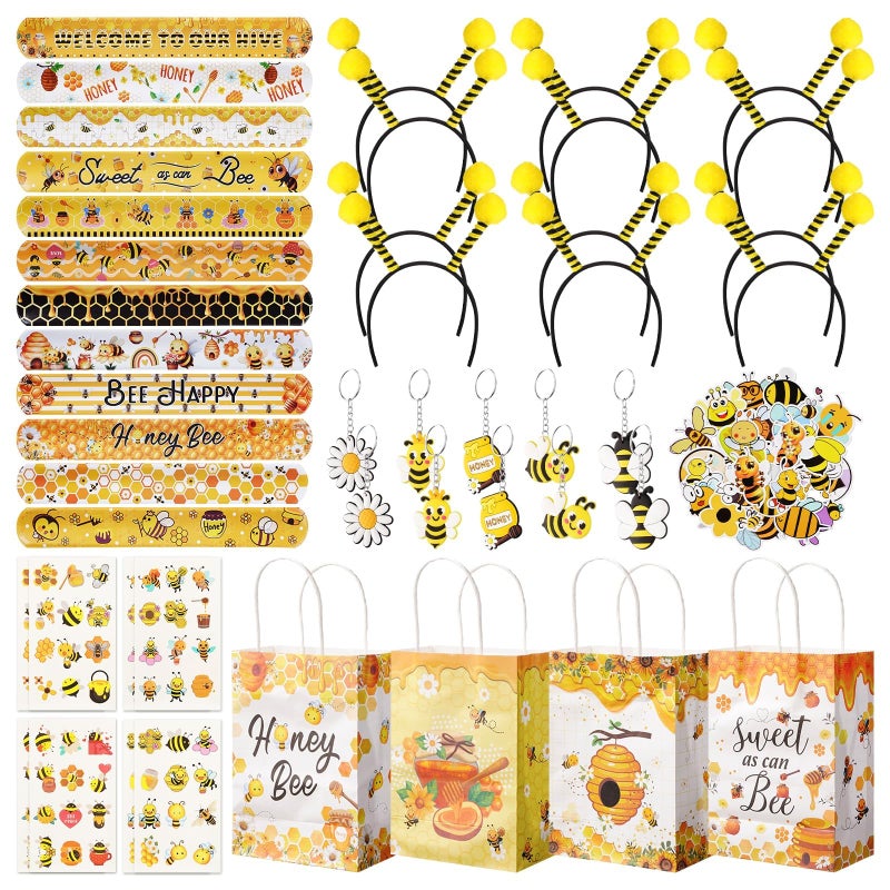 Vanblue 110 Pcs Bee Party Favors Themed Birthday Decorations Honey Bee Party Supplies Gift Bags for Classroom Decorations Class Reward Gift Prizes Goodie Bag Stuffers - Image 3