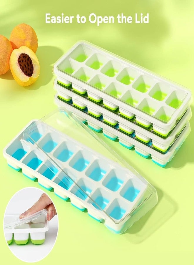 Solitude 3 Pcs Silicone Pop Up Square Ice Cube Trays with 42 Cavities for Freezer with Lid Easy Release Flexible Bottom, Stackable Tray, 100% BPA Free, Food Grade for Freezer, Cocktail - Image 4