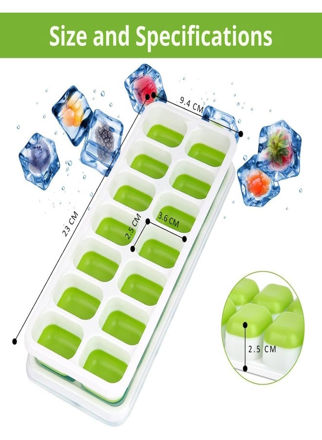 Solitude 3 Pcs Silicone Pop Up Square Ice Cube Trays with 42 Cavities for Freezer with Lid Easy Release Flexible Bottom, Stackable Tray, 100% BPA Free, Food Grade for Freezer, Cocktail - Image 2