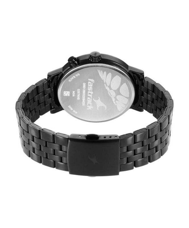 Fastrack By Titan Tick Tock Quartz Multifunction Black Dial Metal Strap Watch for Men 3287nm01 - view 5