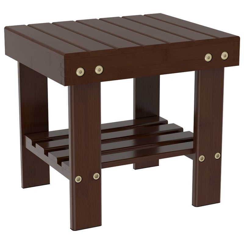 Zhuoyue Wooden Step Stool for Kids Adults Small Wood Shower Foot Rest Stool Shaving Legs Potty Stool for Bathroom Sink Bed Kitchen Walnut 