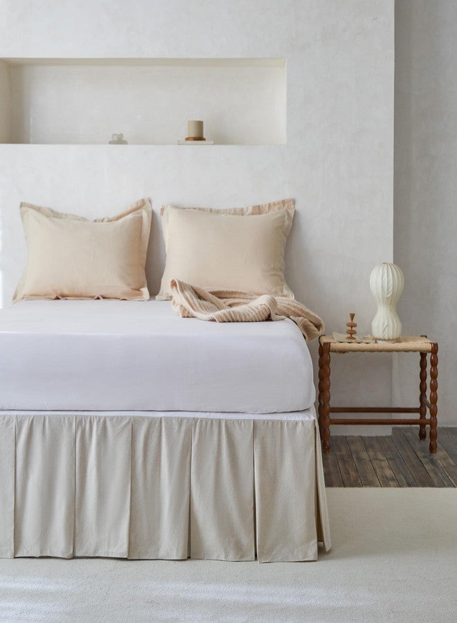 BISELINA French Linen Pleated Bed Skirt, 14" Tailored Draped Natural Linen-Cotton Blend Basic Dust Border Soft Comfort Farmhouse Bedding (14" Queen, Linen) - Image 5
