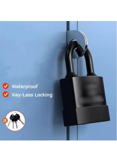 LASALE LASALE AntiTheft Outdoor Lock Waterproof Padlock Heavy Duty Padlock Long Shackle Waterproof Keys Lock with Keys 55mm with 4 Key  - Image 2