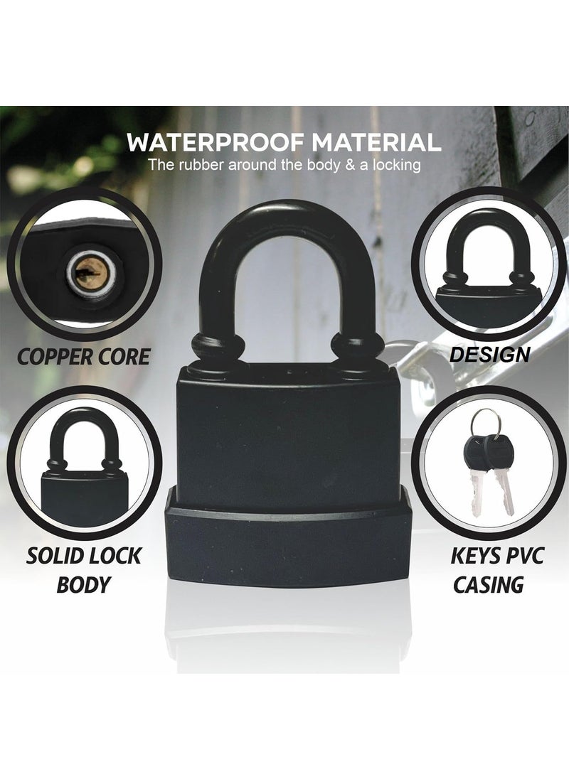 LASALE - LASALE AntiTheft Outdoor Lock Waterproof Padlock Heavy Duty Padlock Long Shackle Waterproof Keys Lock with Keys 55mm with 4 Key - Image 1