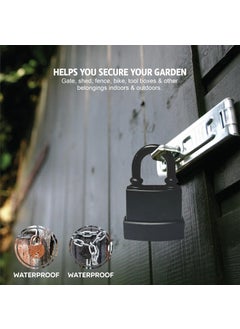 LASALE LASALE AntiTheft Outdoor Lock Waterproof Padlock Heavy Duty Padlock Long Shackle Waterproof Keys Lock with Keys 55mm with 4 Key  - Image 4