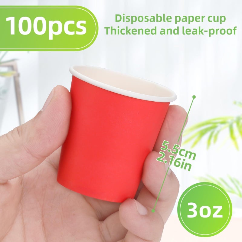 Wuadua 100 Pack 3 oz Paper Cups Bathroom cups  Espresso Cups  Small Paper Cups for Mouthwash  Snacks  Suitable for Family  Party  Picnic(Red) - Image 2