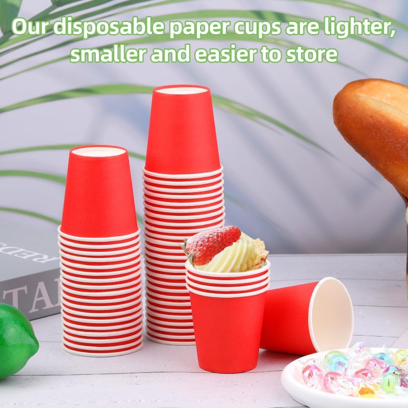 Wuadua 100 Pack 3 oz Paper Cups Bathroom cups  Espresso Cups  Small Paper Cups for Mouthwash  Snacks  Suitable for Family  Party  Picnic(Red) - Image 5