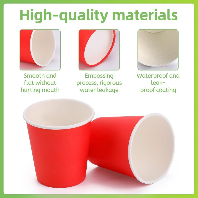 Wuadua 100 Pack 3 oz Paper Cups Bathroom cups  Espresso Cups  Small Paper Cups for Mouthwash  Snacks  Suitable for Family  Party  Picnic(Red) - Image 3