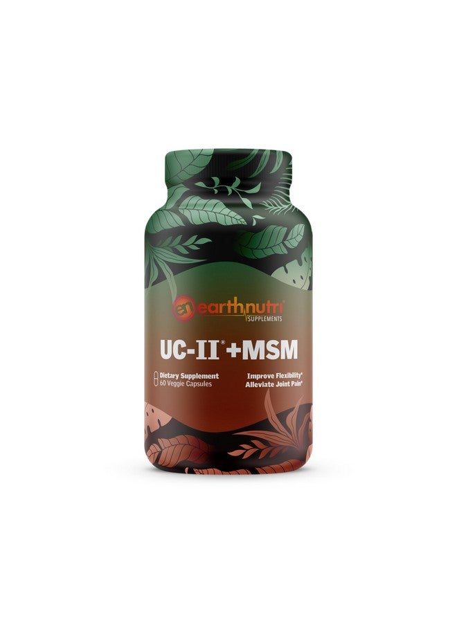 EarthNutri Uc-Ii + Msm For Bone Health And Joint Flexibility. Promotes Healthy Joint Repair And Better Movement. 40Mg Uc-Ii Providing 10Mg Total Collagen & 1000Mg Msm. 60 Count Veg Caps - Image 1