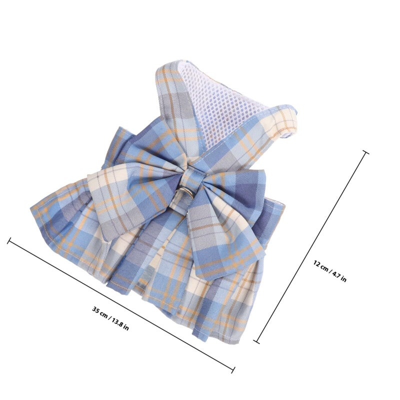 Adjustable Small Pet Harness Vest With Leash Blue Checkered For Rabbits Cats Bunny Traction Rope - Image 3