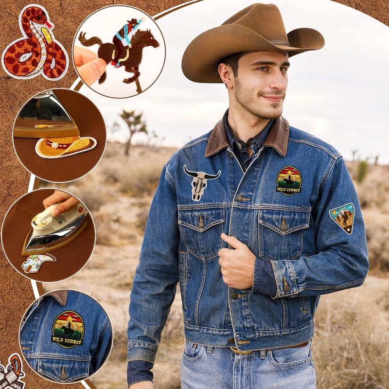 Augsun 36pcs Western Iron On Patches Brown Theme Iron on Patches for Boys Western DIY Sew Applique Repair Patch Cute Sew on Patches for Clothing Jacket Jeans Pants Dress Backpack Hats Decorations - Image 5