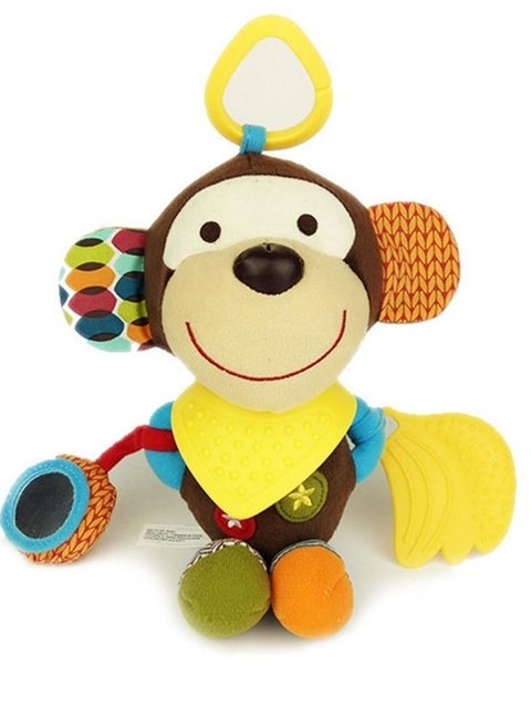12" Monkey  Baby Active Teething Toy with Rattle and Multisensory Textures Enjoy Baby Brain Focus and Manipulation