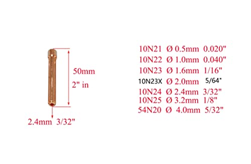 RIVERWELD TIG Gas Lens Collet Bodies 45V 10N Alumina Nozzle Ceramic Cups 10N 54N Large Diameter TIG Back caps 57Y series Assort size Kit Fit QQ300 PTA DB SR WP 17 18 26 TIG Welding Torch 51pcs - Image 3