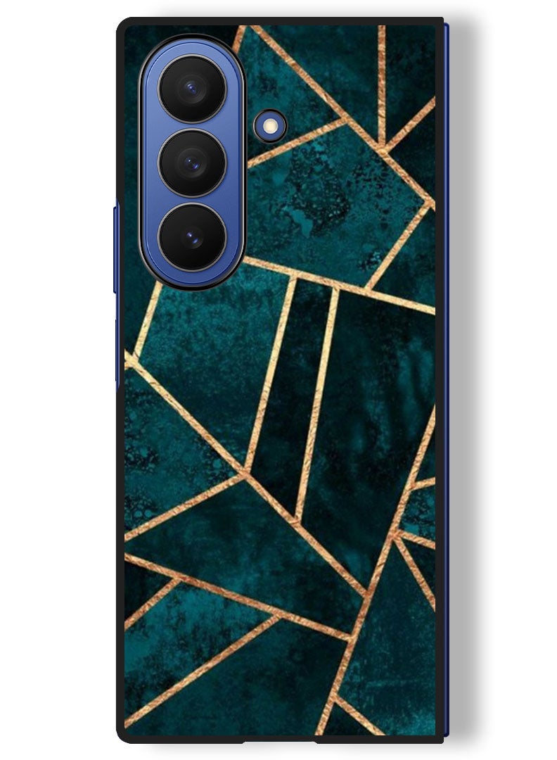 Theodor Case Compatible with Samsung Galaxy Z Fold 7 - 8 Inch Protection Shockproof Bumper Cover Green Geometrical - Image 1