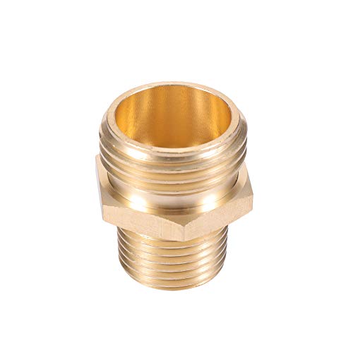 Kbrotech 3/4”GHT Male x 1/2”NPT Male Connector,Brass Garden Hose Adapter,Brass Garden Hose to Pipe NPT Fitting Connect,Double Male Thread Size GHT 3/4 x 1/2 NPT 2pcs - Image 5