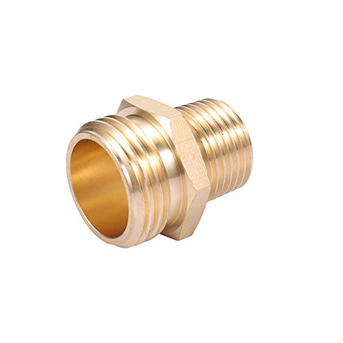 Kbrotech 3/4”GHT Male x 1/2”NPT Male Connector,Brass Garden Hose Adapter,Brass Garden Hose to Pipe NPT Fitting Connect,Double Male Thread Size GHT 3/4 x 1/2 NPT 2pcs - Image 3