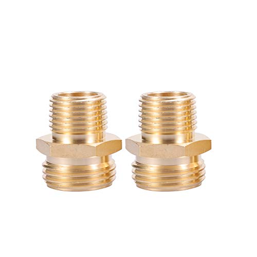 Kbrotech 3/4”GHT Male x 1/2”NPT Male Connector,Brass Garden Hose Adapter,Brass Garden Hose to Pipe NPT Fitting Connect,Double Male Thread Size GHT 3/4 x 1/2 NPT 2pcs - Image 2